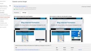 Ressources bloquées affichées dans la Google Search Console avec l'option Explorer et afficher