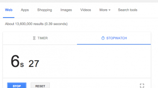 Chronomètre dans les SERP de Google (stopwatch)