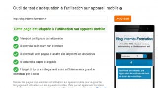 Exemple de site mobile-friendly dans l'outil de test de Bing