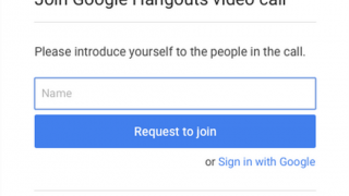 Invitation à entrer son nom pour accéder à un hangout Google