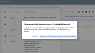 Fermeture définitive d'un établissement dans Google My Business