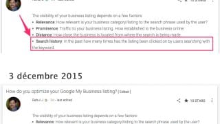 Google change sa description du critère de SEO local sur l'historique des recherches