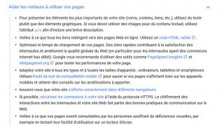 Code valide HTML dans la documentation de Google