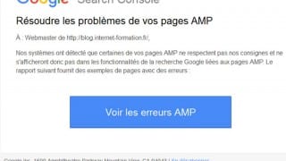 Message de prévention sur les pages AMP HTML dans la Google Search Console