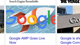 Le carousel de News dans Google Mobile consacré aux pages en AMP HTML