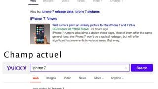 Yahoo teste un champ de recherche en flat design épuré