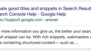 Extrait de snippet dans les SERP de Google