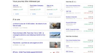 Evolution du marché boursier avec l'onglet Finance de Google