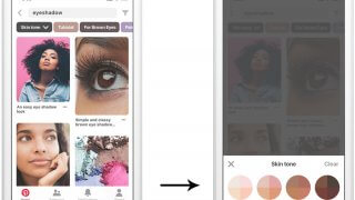 Ajout de filtres de choix de couleur de peau sur Pinterest