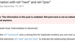 Fin du support des attributs rel prev et next pour Google (canonique)