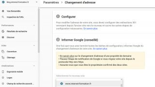 Changement d'adresse pour la migration d'un site dans la Google Search Console