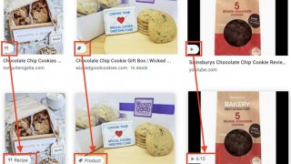 Icônes de type de contenu dans Google Images