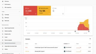 Nouveau rapport d'améliorations pour les annonces spéciales (specialannnoucement) dans la Google Search Console