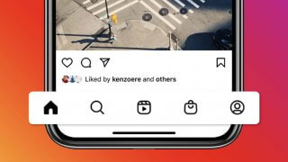 Les onglets Instagram Reels et boutique dans le menu de l'application du réseau social